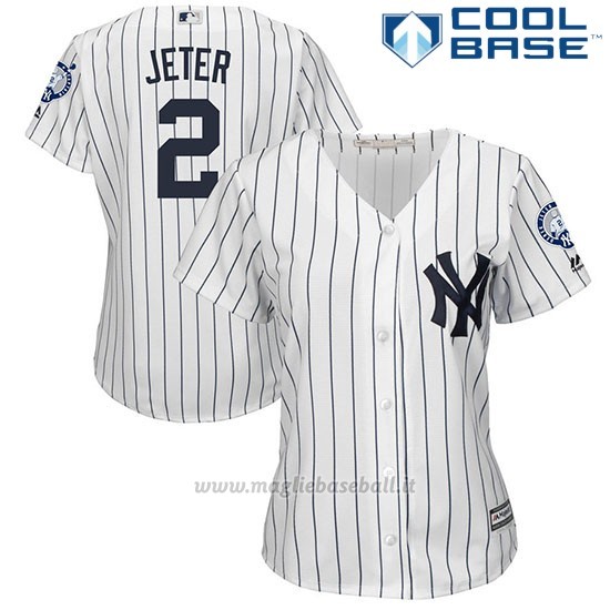 Maglia Baseball Donna New York Yankees Derek Jeter Bianco Retirement 1ªCool Base